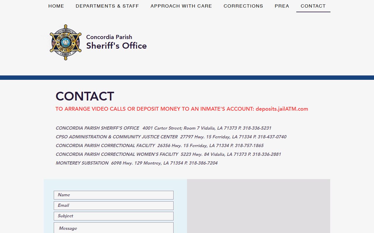 Concordia Parish Clerk of Court records and sheriff contact channels