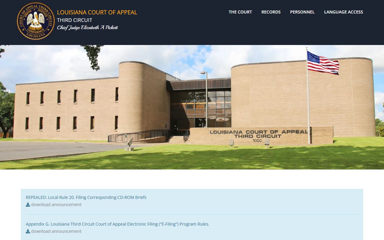 Concordia Parish court dockets Louisiana Court of Appeal Third Circuit page