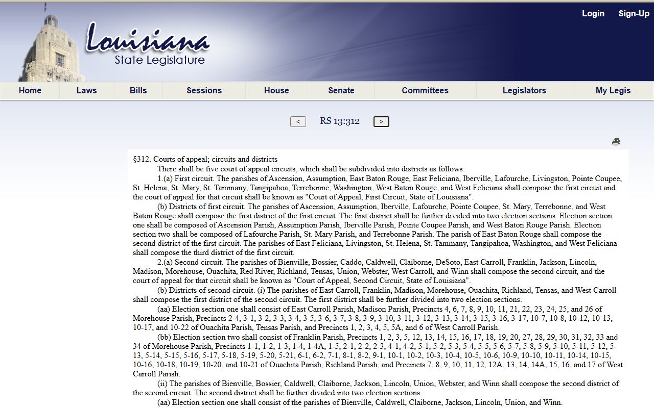 Concordia Parish court dockets Louisiana court of appeal district statute