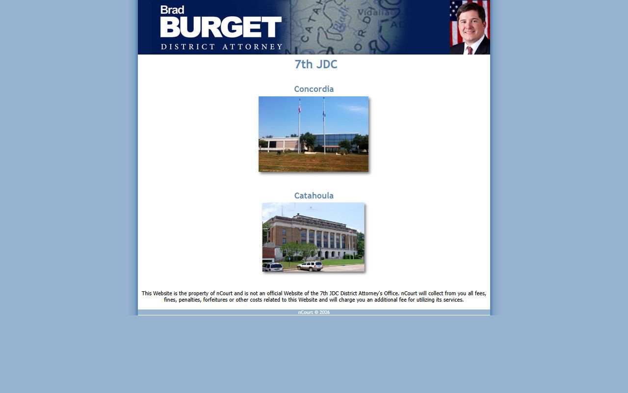 Concordia Parish court records nCourt payment landing page for 7th JDC payments