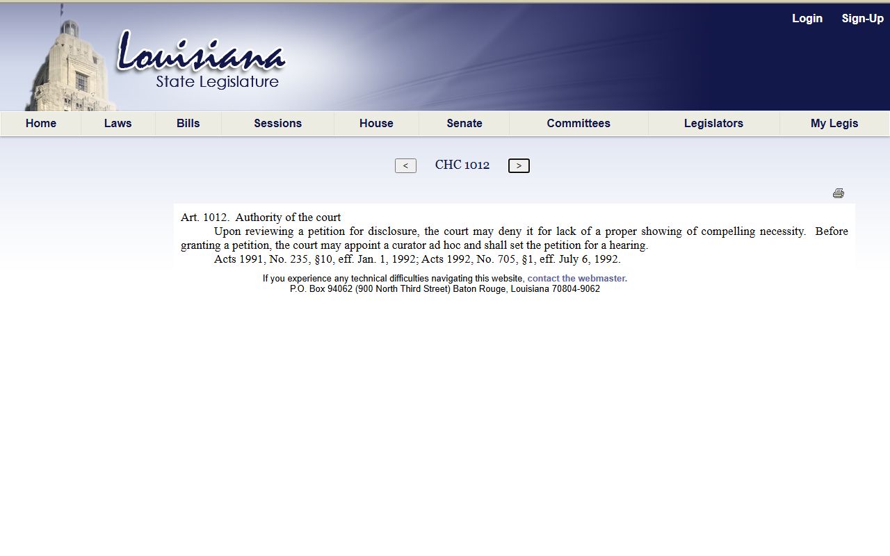 Concordia Parish criminal court records Louisiana Children's Code confidentiality source