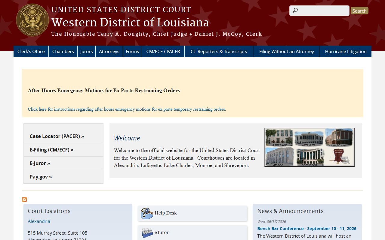 Concordia Parish warrant records U.S. District Court Western District of Louisiana source